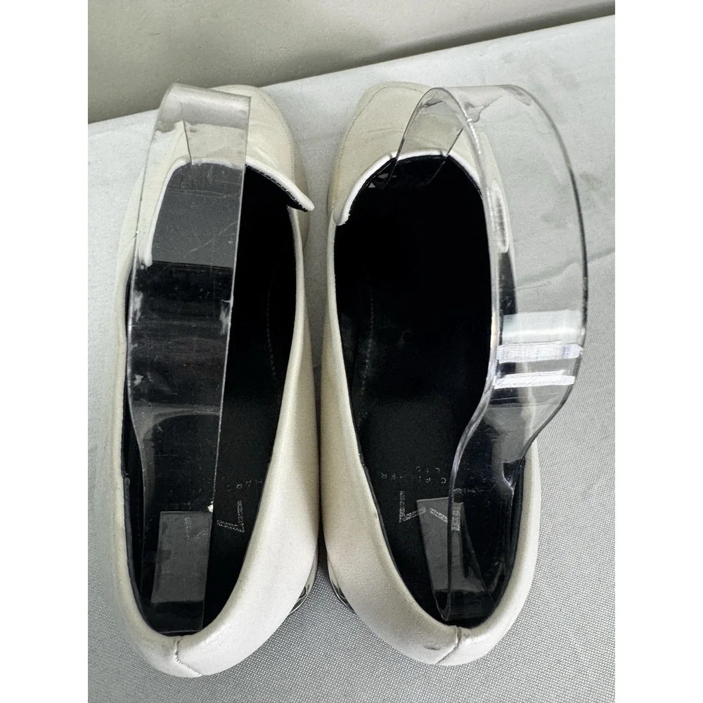Marc Fisher Women 10M White Hemmy Loafers Square Toe Flats Buttery Soft Leather